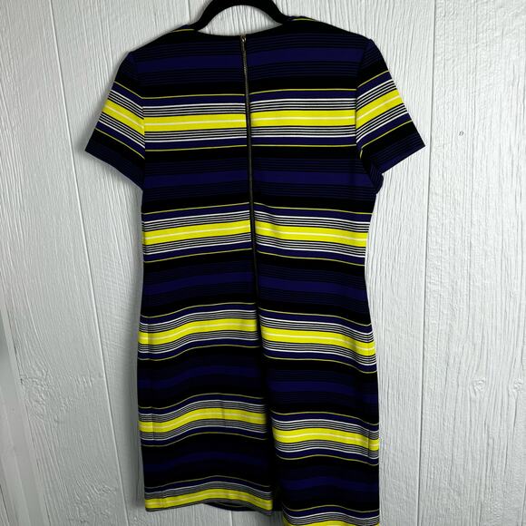 Calvin Klein Women's Stripes Shift Dress Blue Yellow Black Size 8 Above Knee - Picture 4 of 11